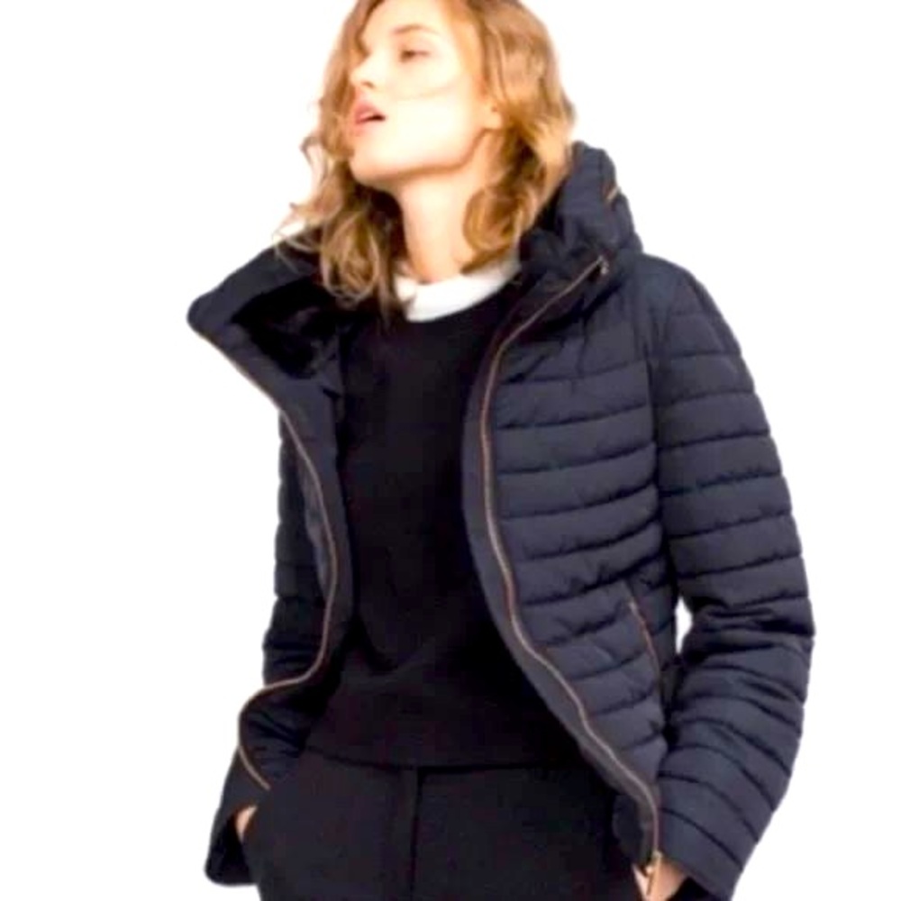 Zara Puffer Coat Navy Blue Size Small